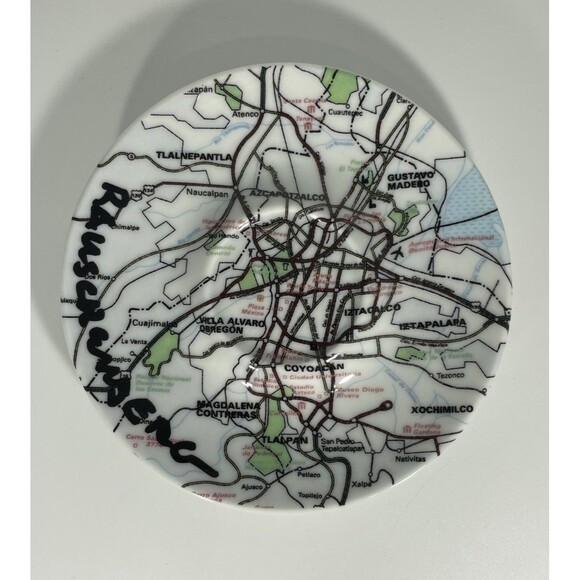 1998 illy Collection Espresso Mustang Saucer Only Rauschenberg Map Vtg - Picture 1 of 3